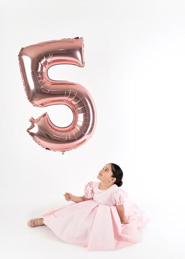 Balloon Numbers 40 Inch 5 Ballon for 5th Birthday Decorations, 15 25 35 50 Big Rose Gold Number Balloons for Wedding Photo Shoot Party Decor