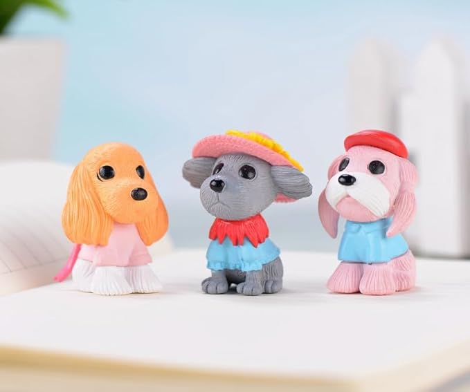 8 Pcs Mini Dog Figurines Set – Cute Resin Puppy Models, Kawaii Miniature Animals for Fairy Garden, Dollhouse, DIY Crafts, Cake Toppers, Birthday Party & Home Decorations, Collectibles for Dog Lovers