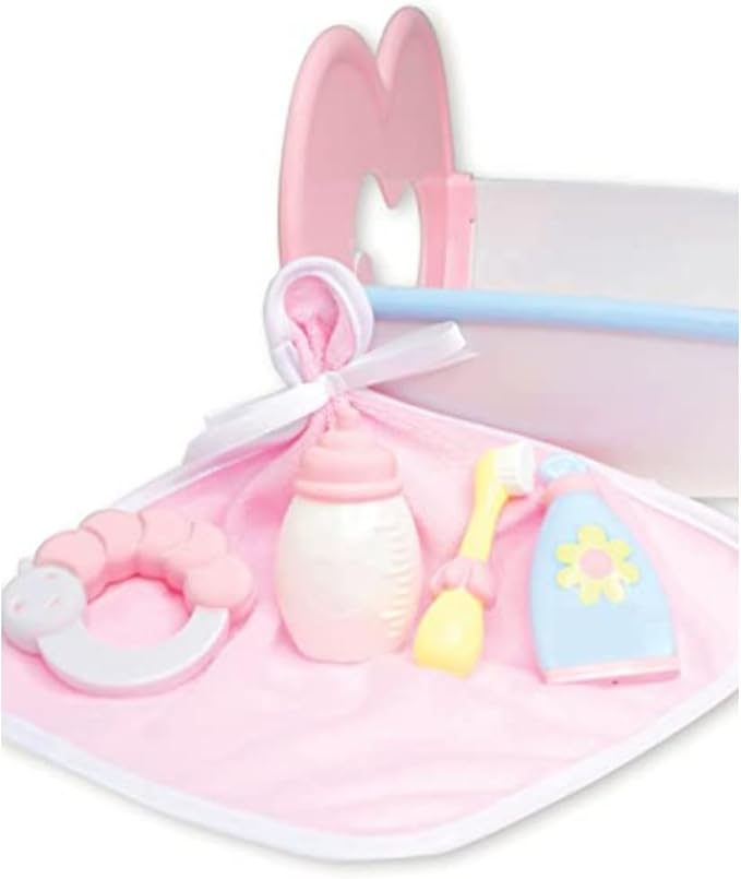 JC Toys Baby Doll Rocking Crib for Keeps Playtime! | Fits Dolls up to 15" | Includes Bed Time Accessories | Ages 2+, Pink