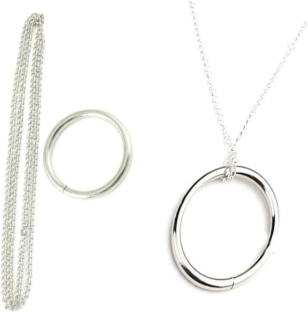 1Pc Silver Ring and Chain (Large Ring) Magic Tricks Metal Knot Ring On Chain Magic Prop Close up Street Magic Illusion Use Safety Easy to Use,Magic Kits and Accessories,Novelty and Gag Toys