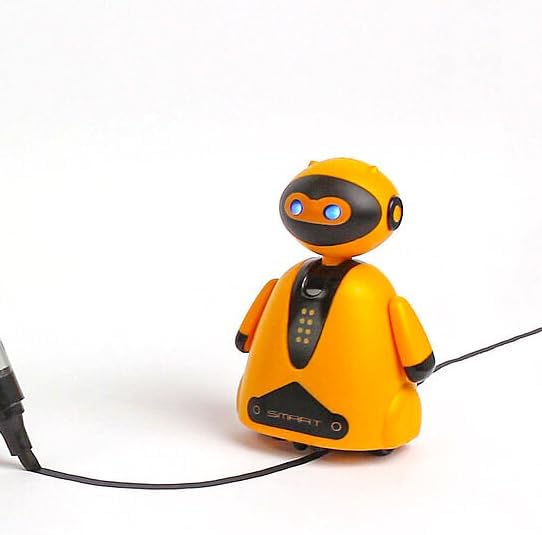 Mini Magic Inductive Robot Toy TracerBot Interactive Follow Black Line with LED Light Educational Toys for Kids(Orange)