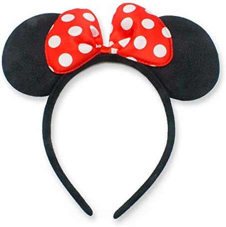 24 Pcs Mouse Costume Deluxe Fabric Ears Headband White Polka Dots Bow Party Headwear Decorations