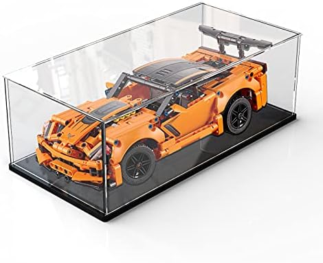 Clear Acrylic Display Case for Toys Collectibles，Assemble Acrylic Box Dustproof Protection Showcase with Black Wood-Plastic Base (15.7x8x8 inch;40x20x20cm)