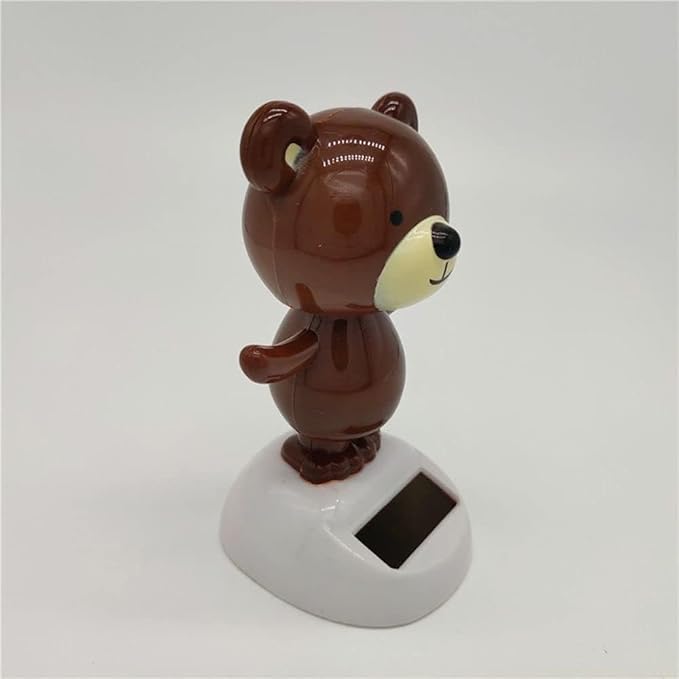 1Pc Brown Solar Dancing Bear Decor,Bobbling Head Bear Decors,Solar Powered Dancing Figurine Car Dashboard Decor,Shaking Head Dolls Solar Power Kits,Learning and Education
