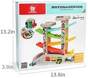 TOP BRIGHT Car Ramp Toys, Race Track Car Toy for Toddler Age 2-4 Year Old Boy with 4 Cars, Parking Lot & Gas Station, Toddler Montessori Toys and Birthday for Boys and Girls