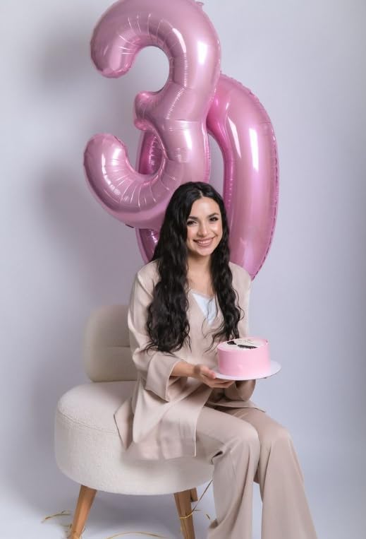 Pearlescent Pink 40 Inch 0 Number Balloons, 0 Decorations for 10 20 30 40 50 60 70 80 90 100Birthday, Foil Giant Birthday Graduations Anniversary Party Balloons