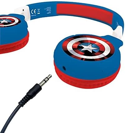 LEXiBOOK Avengers Marvel 2-in-1 Bluetooth Headphones for Kids - Stereo Wireless Wired, Kids Safe, Foldable, Adjustable, red/Blue, HPBT010AV