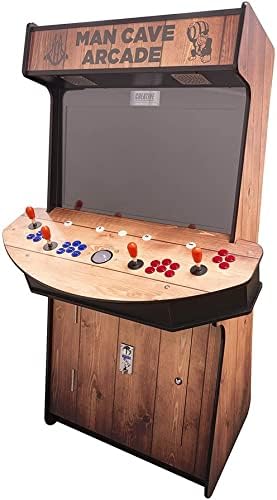 Creative Arcades Full-Size Commercial Grade Cabinet Arcade Machines | Stools Included | Slim Woodgrain Edition | 32" Screen (4500 Games (4-Player), Light Pine Man Cave)