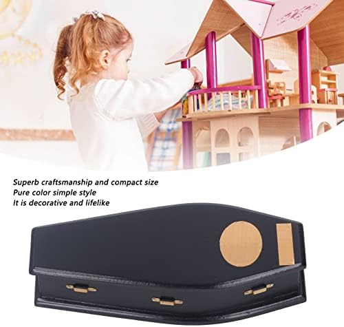 Miniature Halloween Coffin, Doll House Birch Wood Dollhouse Decoration DIY Accessory for 1:12 Scale Spooky Home Decor