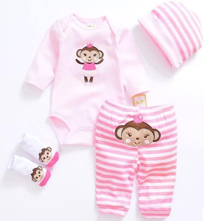 Reborn Baby Girl Doll Clothes 20-22 Inches Newborn Baby Girl 4 Pieces Accessories Set