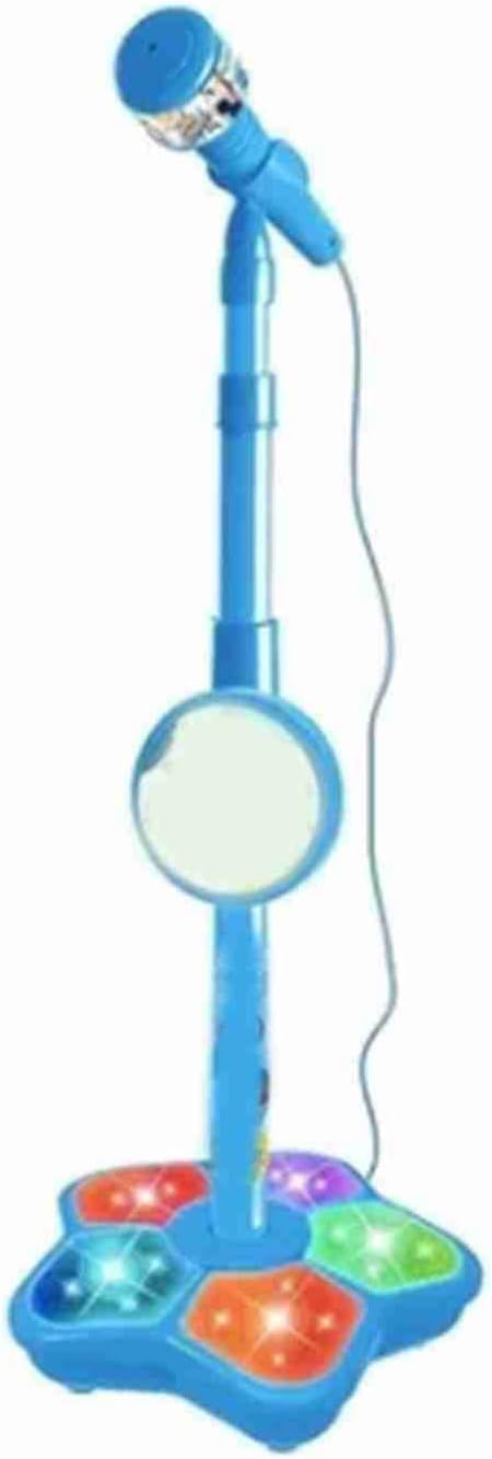 Students Microphone with Stand, Toddler Microphone Stand with Light, Singing Family Kindergarten Performance Easy Carrying Gifts for Kids
