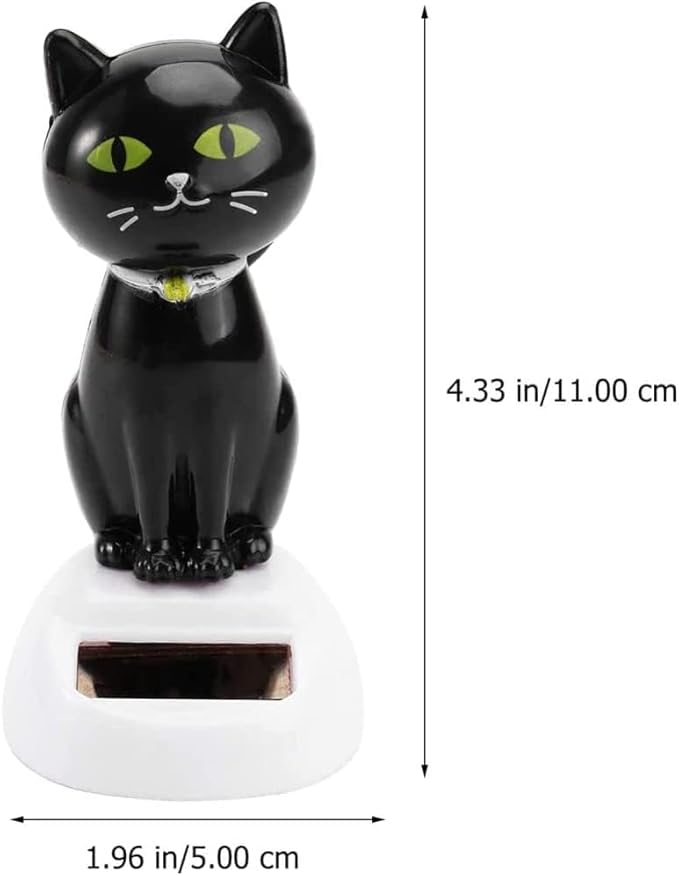 Black Solar Cat Kits Doll Dancing Cat Figure Car Ornament,Dancing Kits Ornament Solar Powered Car Dashboard Interior Decoration Desktop Decor Gift Window Party Car Desk Home Learning and Education