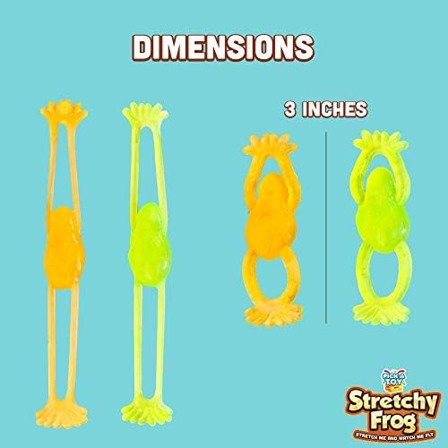PICK A TOY Slingshot Rubber Frog 24 Set, Sticky Toys You Throw At The Wall, Stretchy Wall Crawler Toy, Party Favors for Kids, Goodie Bags, Pinata Filler, Easter Egg Stuffer