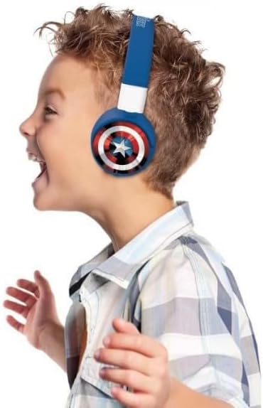 LEXiBOOK Avengers Marvel 2-in-1 Bluetooth Headphones for Kids - Stereo Wireless Wired, Kids Safe, Foldable, Adjustable, red/Blue, HPBT010AV