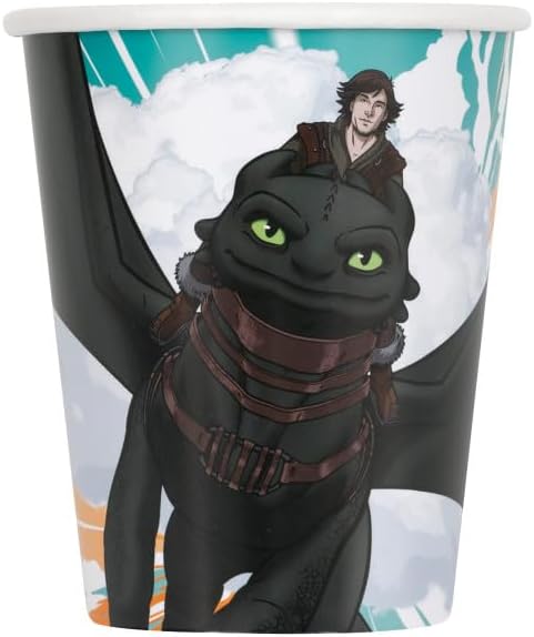 Unique How to Train Your Dragon Birthday Party Supplies Bundle Pack includes Party Paper Cups - 16 Count and 1 Dinosaur Sticker Sheet