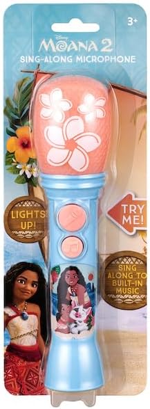 ekids Disney Princess Moana Toy Microphone for Kids, Musical Toy for Girls with Built-in Music, Kids Microphone Designed For Fans of Moana Toys for Girls