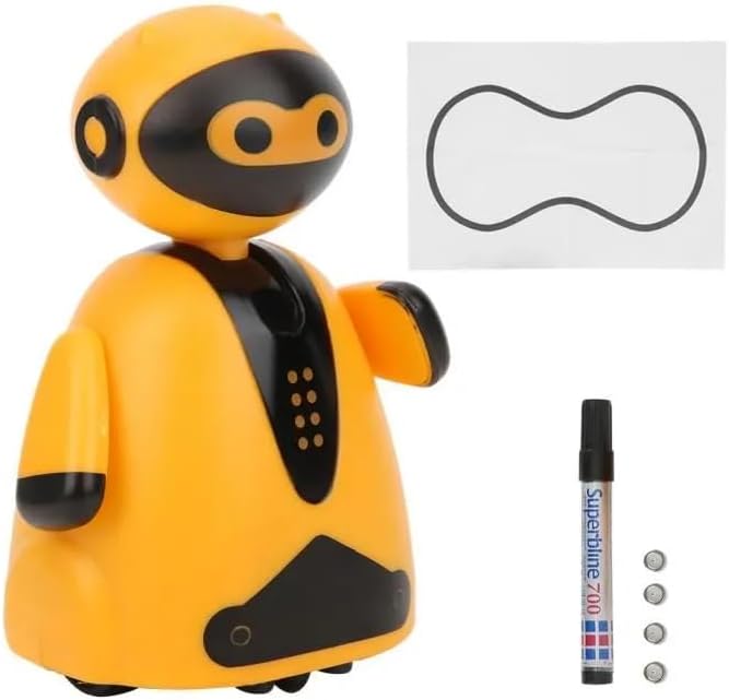 Mini Magic Inductive Robot Toy TracerBot Interactive Follow Black Line with LED Light Educational Toys for Kids(Orange)