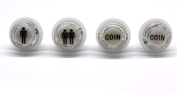 Arcity 4 Pcs/Lot 24mm Arcade LED Push Buttons Illuminated Player 1P 2P Coin Lit with Microswitch for Arcade Machine Games Console Parts 5V White New