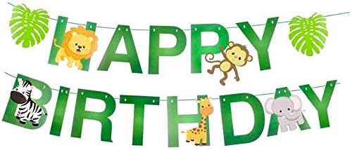 Jungle Party Supplies, Safari Birthday Decorations - Safari Theme Balloons, Birthday Banner, Paper Plates, Cups, Napkins, Forks, Tablecloth, Zoo Animals Tattoos