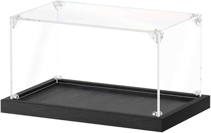 Acrylic Display Case for 1:24 Scale Car Models Assemble Clear Acrylic Boxes for Display Lego Action Figures Doll Hobby Toys, Black Base (10 x 6 x 5 inches, 25 x 15 x 13 cm)