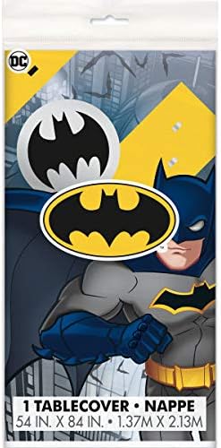 Batman Birthday Party Supplies Decoration Bundle includes Birthday Banner, Table Cover, Hanging Swirl Decorations, 1 Dinosaur Sticker Sheet