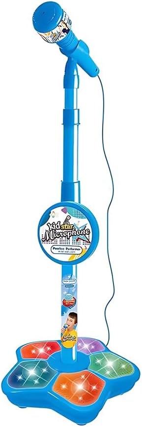 2026 New Kids Star Microphone with Stand - Portable Karaoke Machine Toy with Built-in Music, Colorful Lights & Echo Effects, Adjustable Height for Singing, Music Play