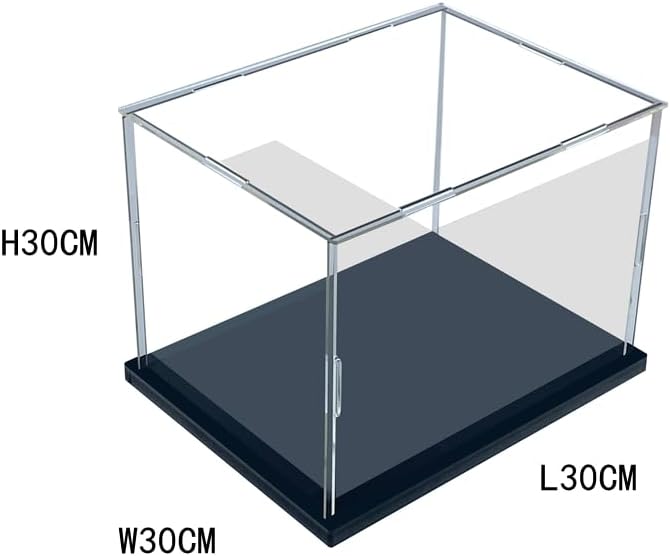 Clear Acrylic Display Case, Assemble Cube Display Box Stand with Black Base, Dustproof Protection Showcase for Collectibles Memorabilia Figurines (12x12x12 inch; 30x30x30cm)