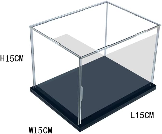 Clear Acrylic Display Case, Assemble Cube Display Box Stand with Black Base, Dustproof Protection Showcase for Collectibles Memorabilia Figurines (6x6x6 inch; 15x15x15cm)