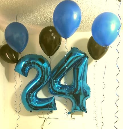 40 Inch Blue Large Number 4 Birthday Balloon, Giant Number Four 14 24 34 40 44 Balloons, Blue Foil Mylar Big Balloons for Anniversary Graduation Supplies Decorations