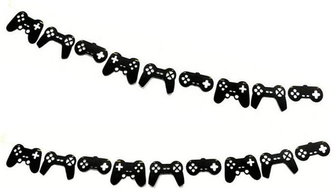 Video Game Controller Banner Double Sized Glitter Paper Game Controller Birthday Party Supplies Birthday Decorations Themed Garland Video Party Decorations Pre-Assembled