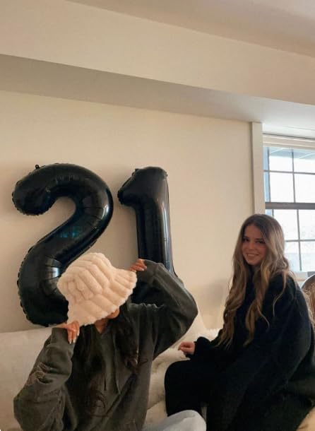 Black Number 21 Balloon 40 Inch Birthday Decorations, Anniversary and Graduation Party Supplies