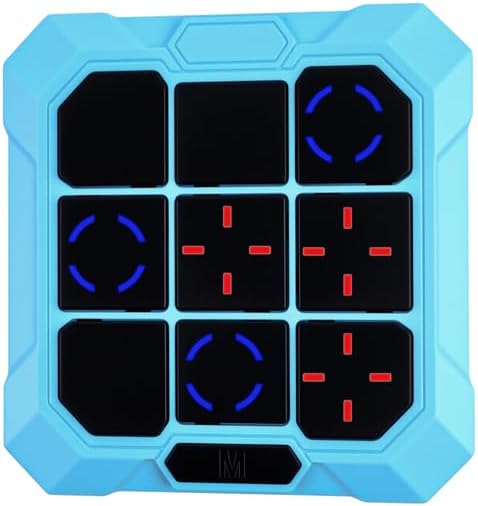 Tic Tac Toe Game, 6-in-1 Electronic Tic Tac Toe with Mute & Rechargeable - Handheld Travel Board Game for Kids Ages 4+, Adults, Family - Educational Learning Toy for Boys Girls，Blue