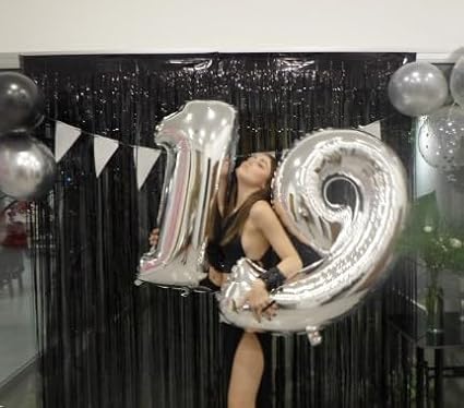 40 Inch Big Silver 9 Balloon Number, Jumbo Giant Happy 9th 19 29 39 49 99 Birthday Party Decorations, Large Nine Mylar Foil Anniversary Birthday Party Engagement Decorations