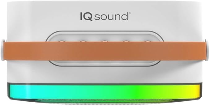 IQ Sound IQ-908K Mini Karaoke Bluetooth Speaker with Wireless Microphone, RGB Lights Surround, Fun Voice Changing in Rechargeable Compact, and Portable Design Ideal Gifts for Kids and Adults (White)