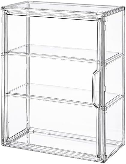 3 Tiers Clear Display Case for Figures, Acrylic Storage Organizers Box with Magnetic Door, Wall-Mounted Dustproof Showcase for Collectibles Action Figure