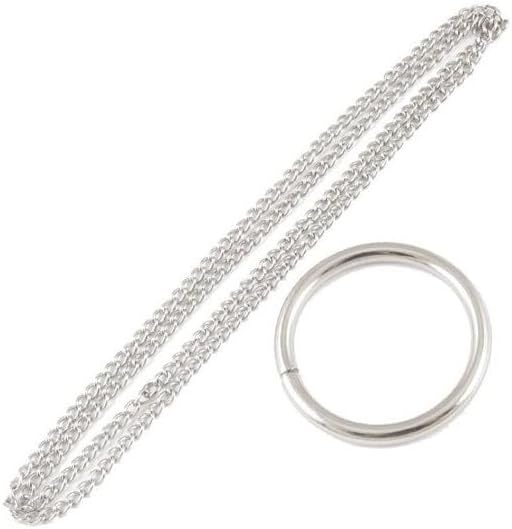 1Pc Silver Ring and Chain (Large Ring) Magic Tricks Metal Knot Ring On Chain Magic Prop Close up Street Magic Illusion Use Safety Easy to Use,Magic Kits and Accessories,Novelty and Gag Toys