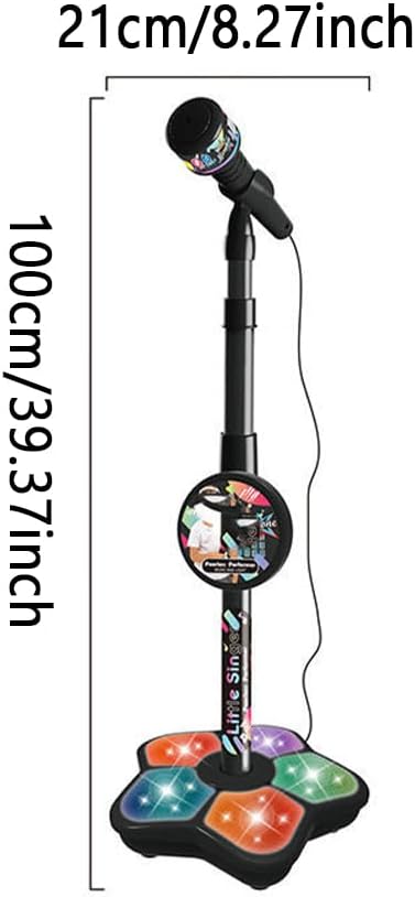 2026 New Kids Star Microphone with Stand - Portable Karaoke Machine Toy with Built-in Music, Colorful Lights & Echo Effects, Adjustable Height for Singing, Music Play