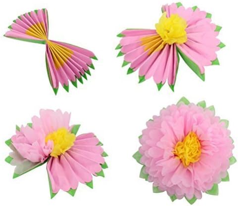 Mybbshower Colorful Fiesta Paper Flowers (9''-7'' Assorted) Set of 10 Outdoor Decoration Kids Birthday Carnival Rainbow Theme Party Backdrop Photo Booth Wall Decor