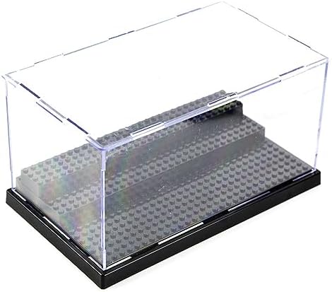 WMM Minifigure Display Case for Action Figures Blocks, Dustproof Acrylic Display Box Storage with 3 Movable Steps for Collection Models Minifigures, Bricks Blocks Toys