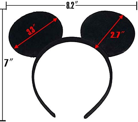 24 Pcs Mouse Costume Deluxe Fabric Ears Headband White Polka Dots Bow Party Headwear Decorations