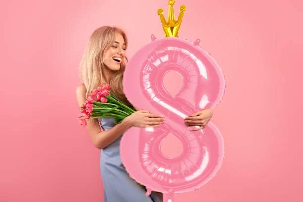 40 Inch Pink Number Balloon 0-9(Zero-Nine) with Crown, Big Size Happy Birthday Balloon, Foil Helium Big Number Balloon for Birthday Party,Wedding, Anniversary (PINK 6)