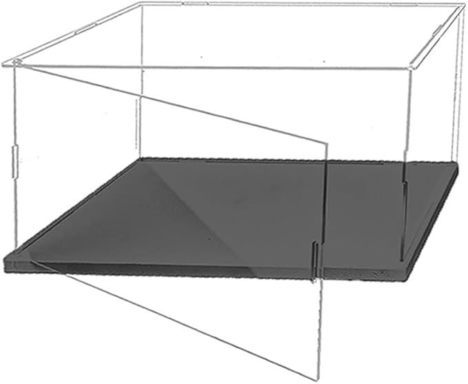 Clear Acrylic Display Case, Self-Assembly Acrylic Box with Black Thick Base and Side Door, Dustproof Protection Showcase Organizer for Collectibles Doll Toys Models Figurine (28X16X20cm/11X6.3X8inch)