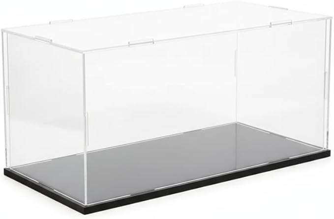 Clear Acrylic Display Case, Assemble Cube Display Box Stand with Black Base, Dustproof Protection Showcase for Collectibles Memorabilia Figurines (8*4*4inch;20*10*H10cm)