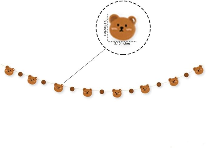 Bear Theme Happy Birthday Banner with Cute Bear Banner, Bday Party Pennant Decor, Wild One Woodland Bear First Birthday Party Supplies