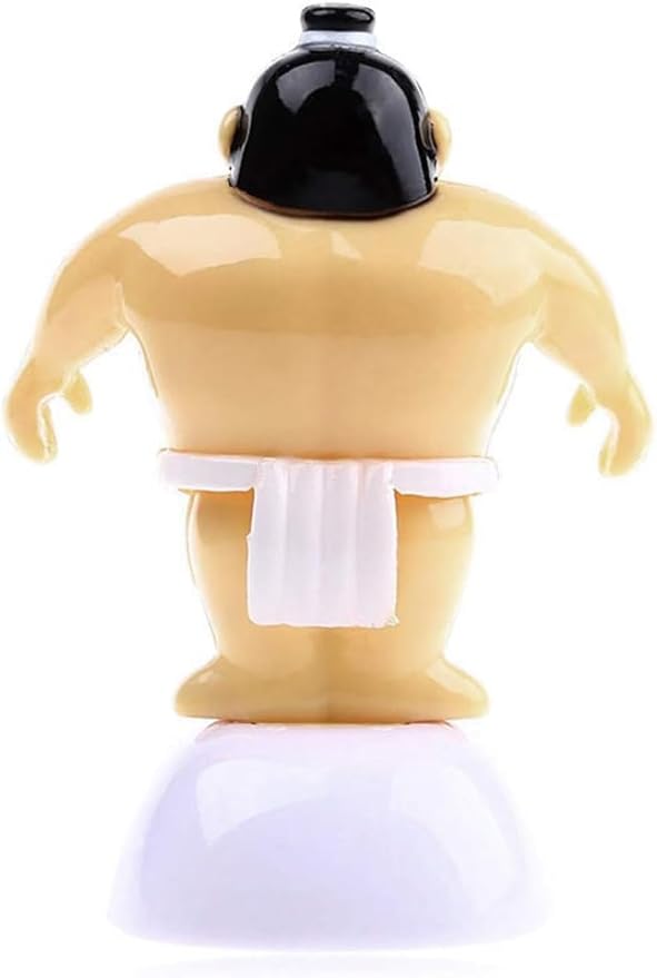Yellow Sumo Wrestler Solar Power Swinging Car Interior Dashboard Ornament Gift Learning and Education