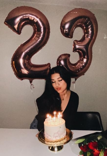 Dark Brown 40 Inch Big Number Balloon Birthday Decoration, Number 2 Helium Balloon 12 20 22 23 24 26 2025 New Years Celebration, Boy Girl Baby Anniversary Party Graduations Supplies Decorations
