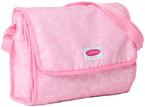 Madame Alexander On-The-Go Diaper Bag Essentials Set for Dolls, Pink Hearts