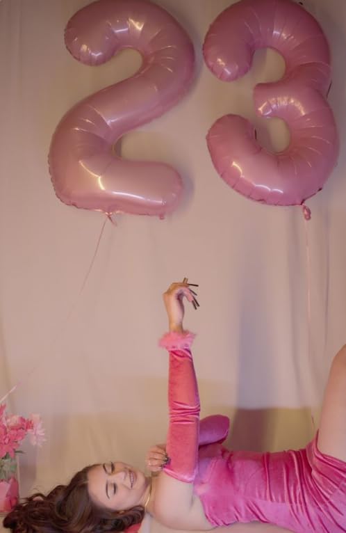 40 Inch Pearlescent Pink 3 Large Number Balloon, 3 13 23 30 33 36 38 Pearl Pink Birthday Party Decorations, Number Three Foil Balloons for Anniversary Party Graduations Celebration Supplies