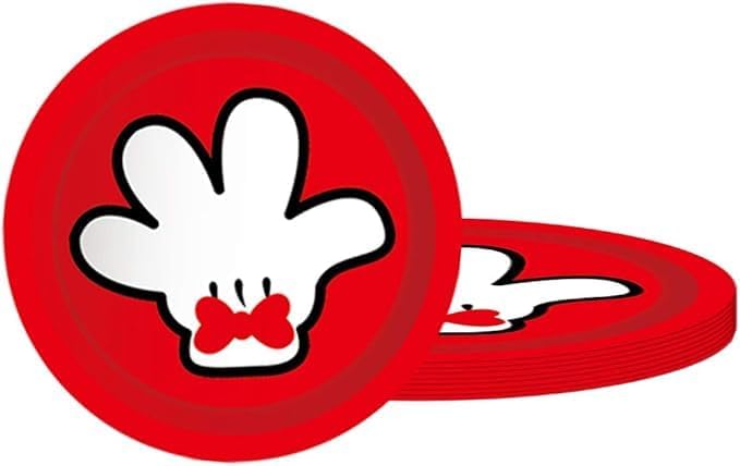 OULUN Mouse Theme Party Supplies Kit, 16 Paper Plates (8pcs 9 inch, 8pcs 7 inch), 20 Napkins, Table Cloth, Red, Mouse Cartoon, Birthday