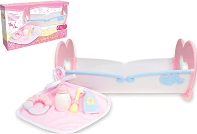 JC Toys Baby Doll Rocking Crib for Keeps Playtime! | Fits Dolls up to 15" | Includes Bed Time Accessories | Ages 2+, Pink